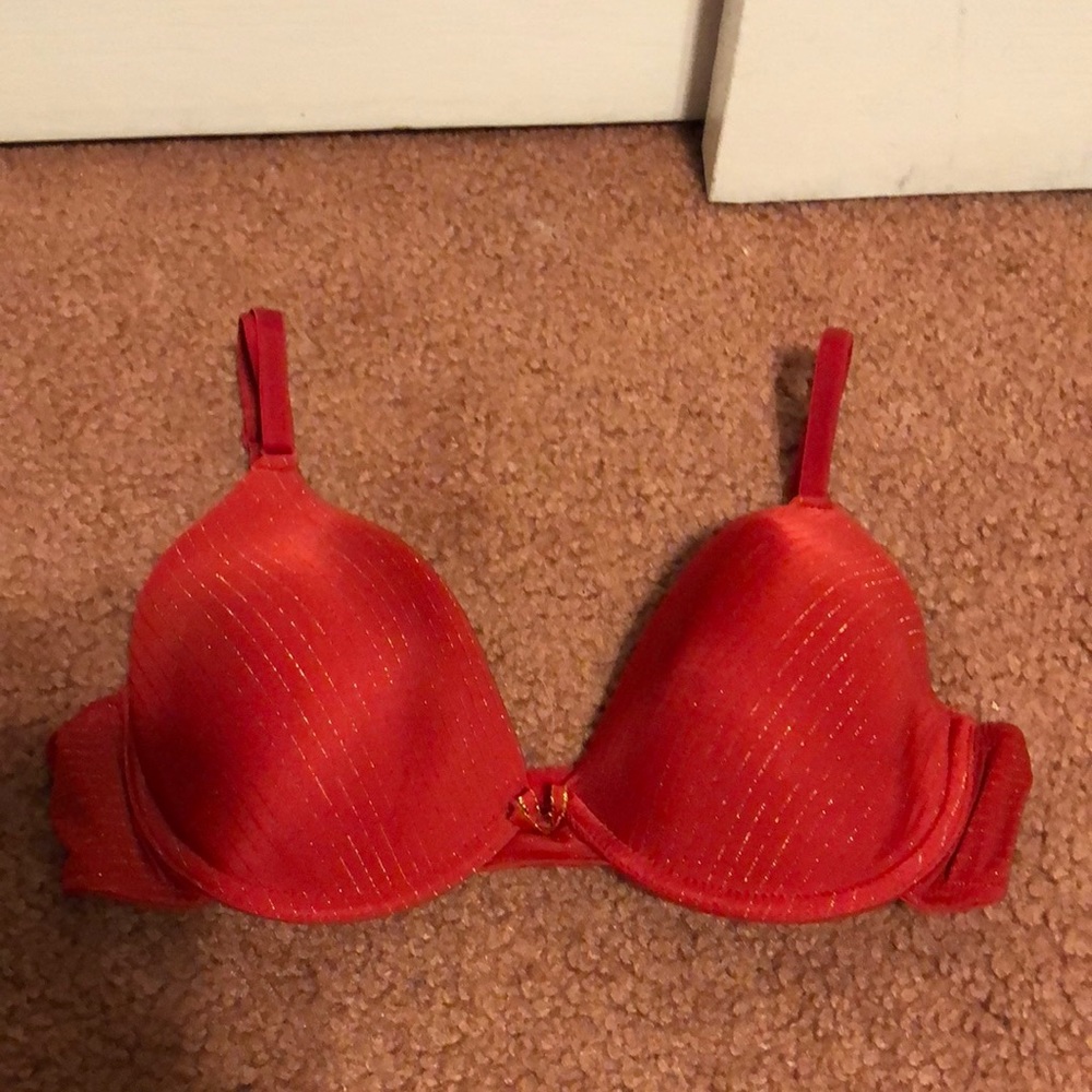 Gorgeous Red & Gold Striped Bra